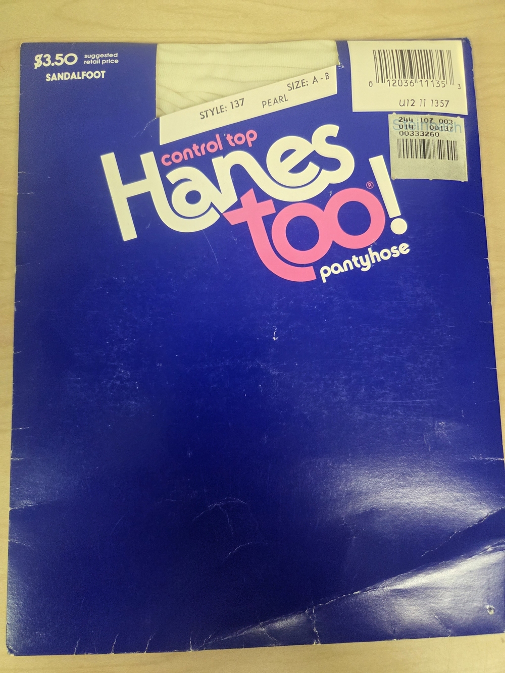 Vintage Hanes Too! Control Top Pantyhose - Pearl (White) - NIP